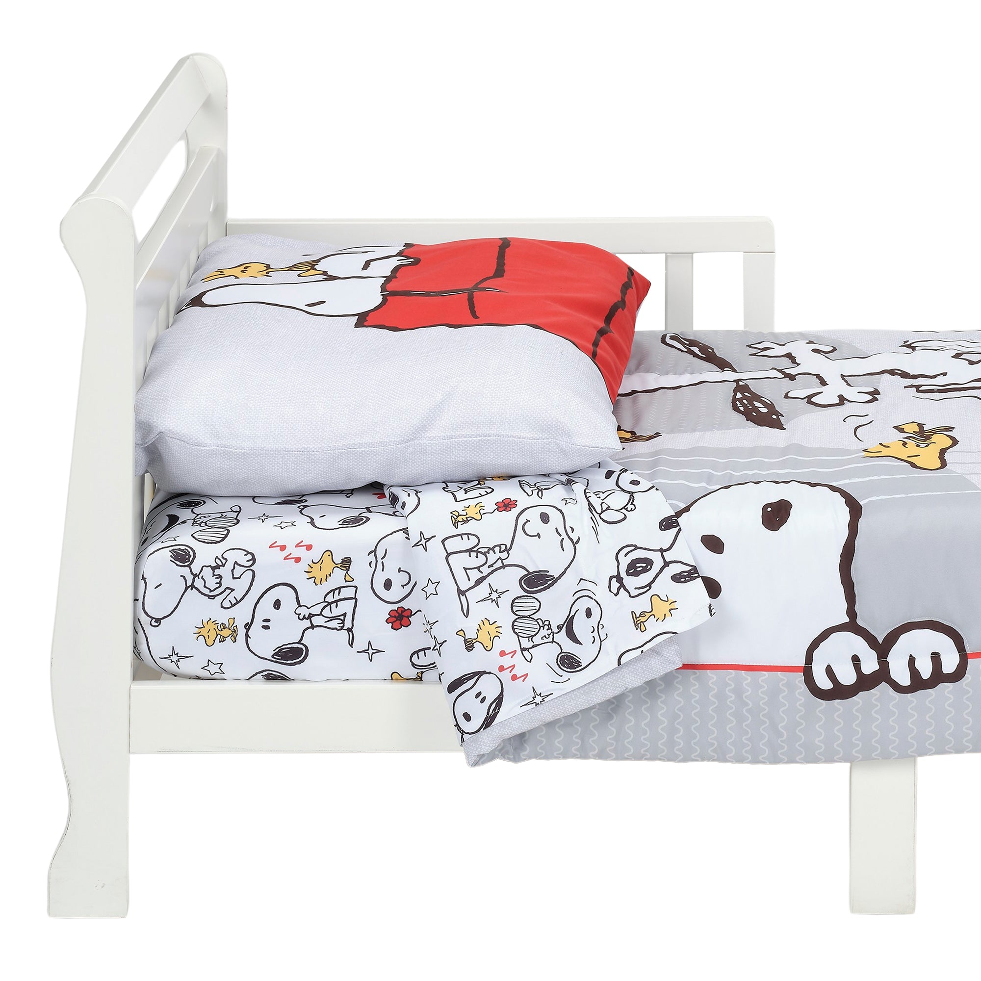Snoopy Love 4-Piece Toddler Bedding Set - Gray/Red/White – Lambs & Ivy
