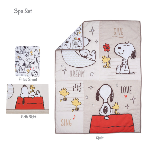 Snoopy Love 3-Piece Crib Bedding Set by Bedtime Originals