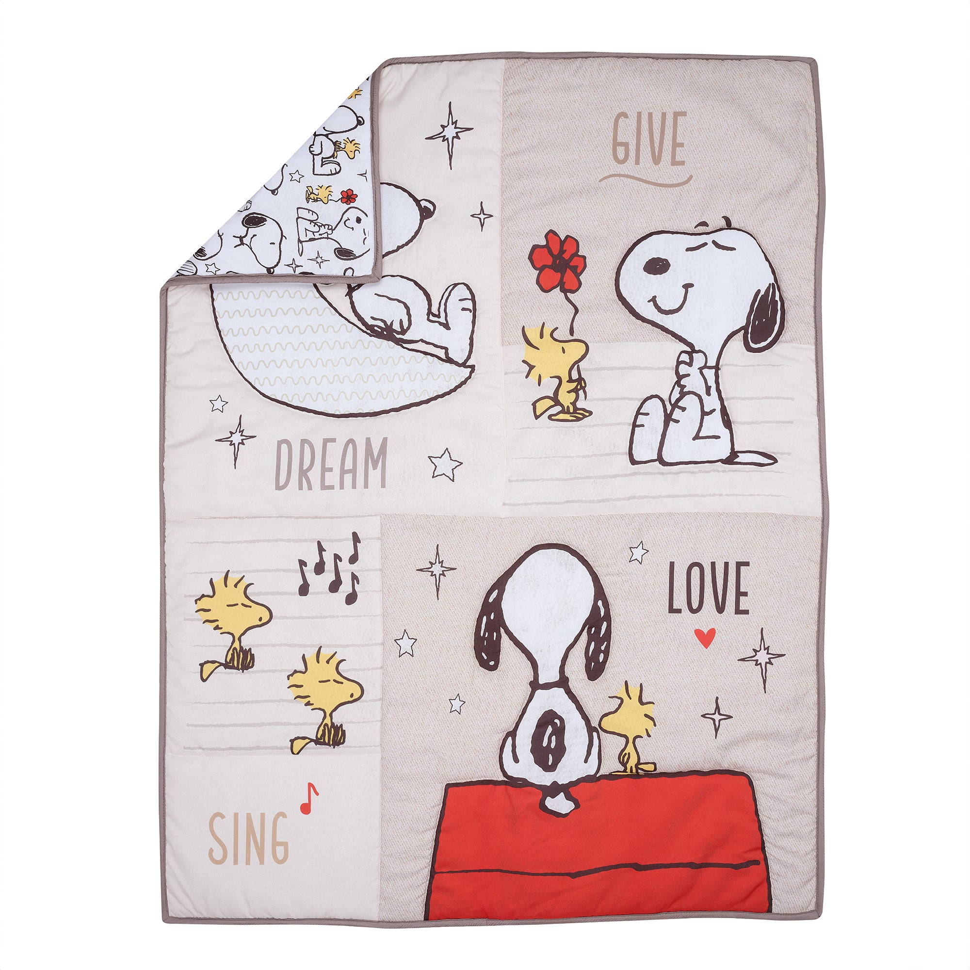 Snoopy Love 3-Piece Infant Baby Nursery Crib Bedding Set – Lambs & Ivy