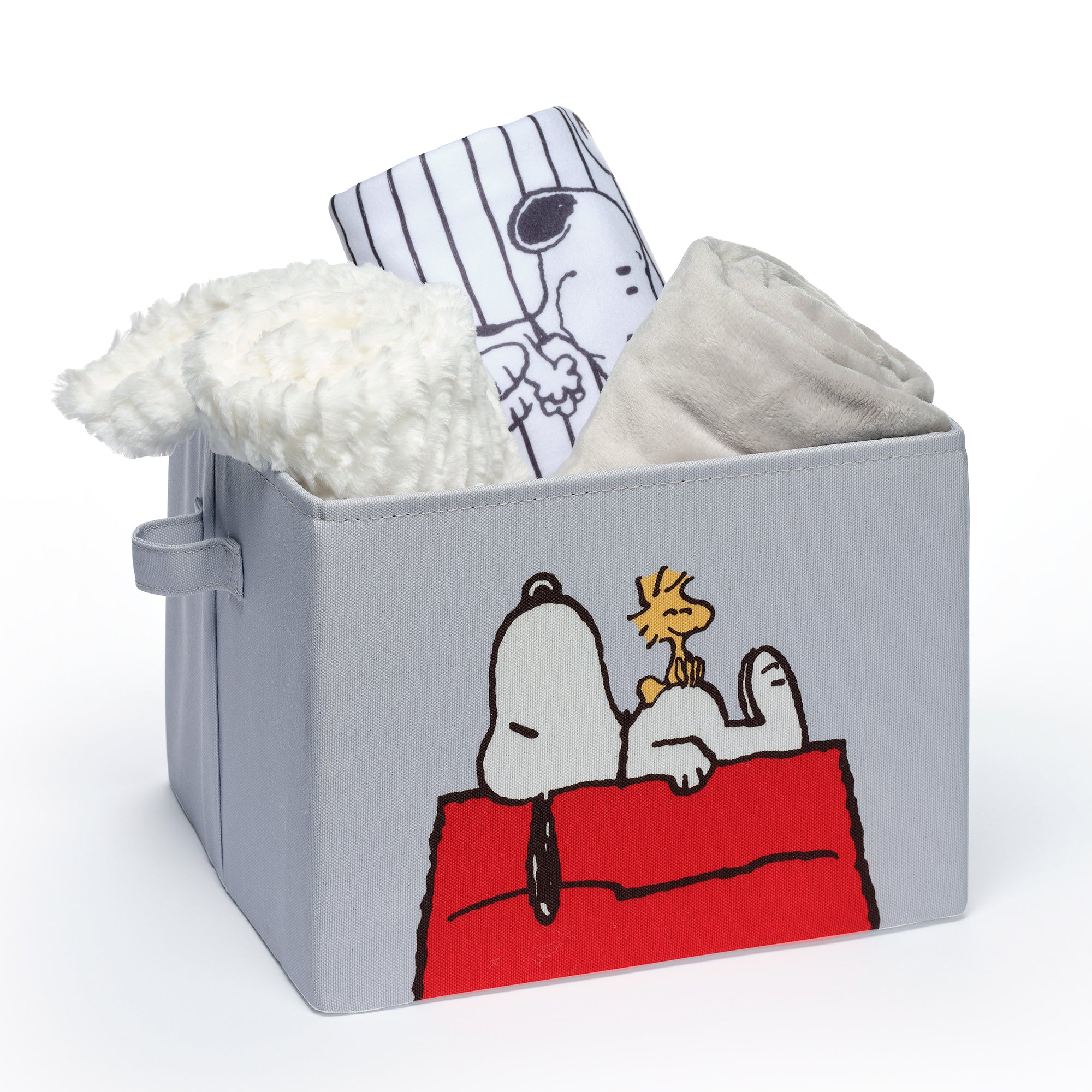 Finex Snoopy - Set 2 Contenitori Pieghevoli In Tela Con Manici, 29x15x19 Cm - Per Organizzare Bagno, Giocattoli, Ufficio