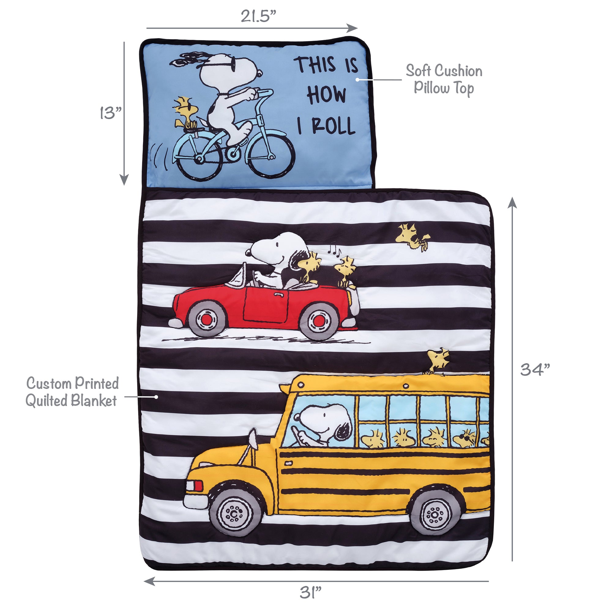 NAO・SNOOPY Snoopy & Woodstock Peanuts Transportation Toddler Nap Mat – Lambs