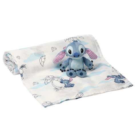 Stitch Bamboo Swaddle Blanket & Plush Gift Set by Lambs & Ivy