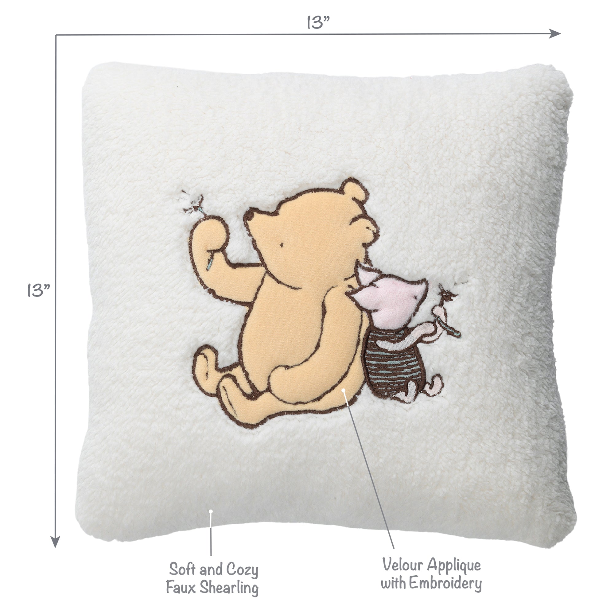 Storytime Pooh Soft Faux Shearling Nursery Throw Pillow - Cream