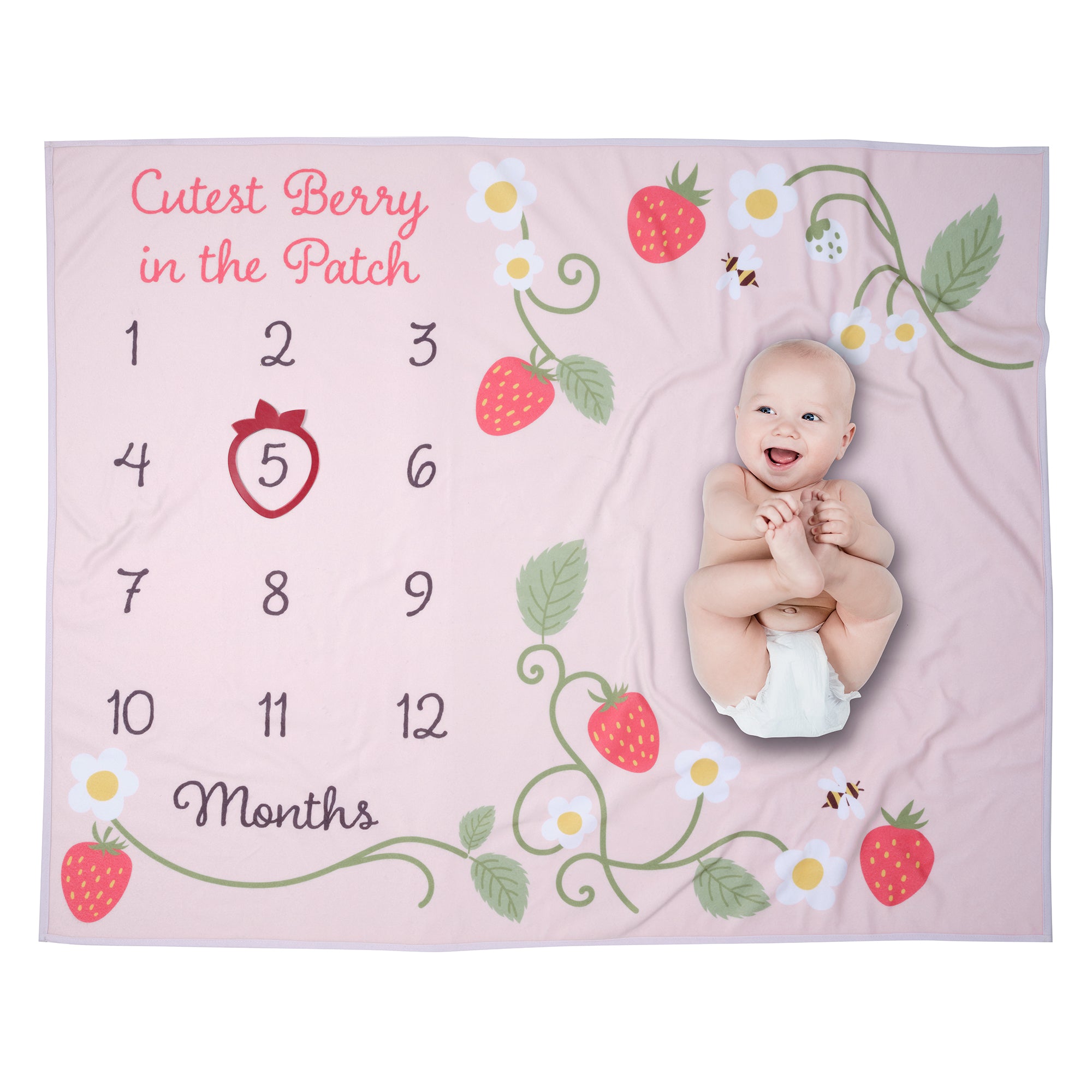 Strawberry Patch Milestone Baby Blanket by Lambs & Ivy