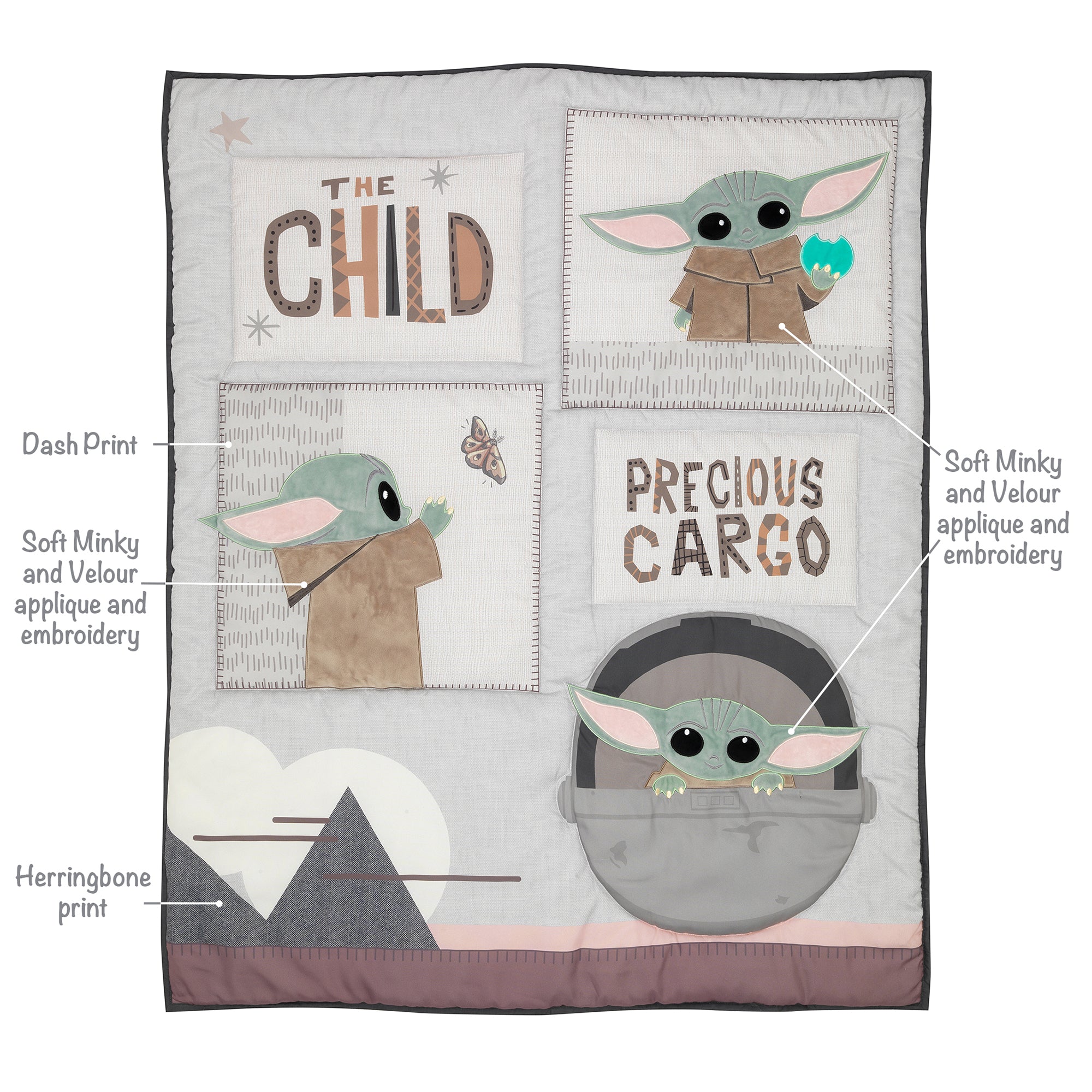 Star Wars The Child Baby Yoda Nursery 3-Piece Baby Crib Bedding