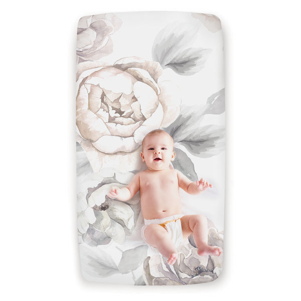 Signature Watercolor Floral Organic Cotton Fitted Crib Sheet by Lambs & Ivy