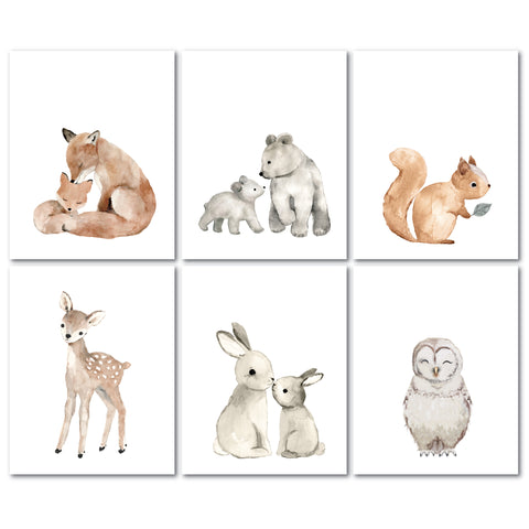 Watercolor Woodland Animals Unframed Wall Art by Lambs & Ivy