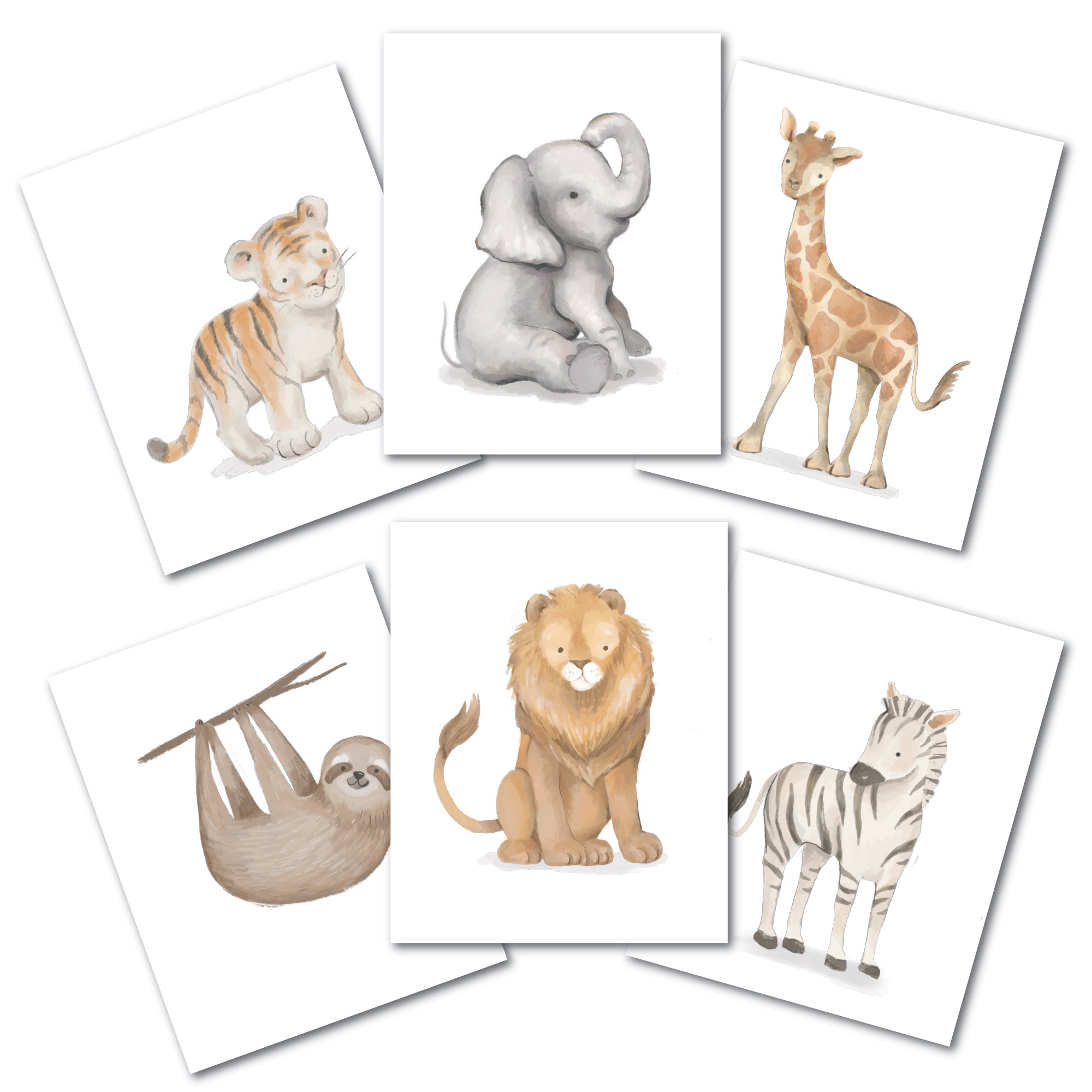 Watercolor Safari Jungle Unframed Wall Art by Lambs & Ivy