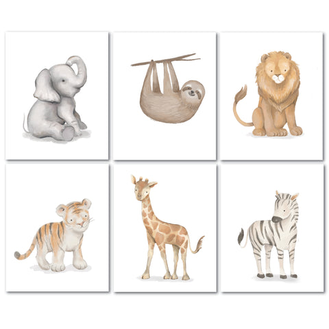 Watercolor Safari Jungle Unframed Wall Art by Lambs & Ivy