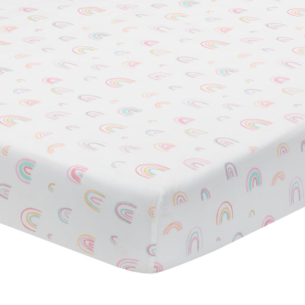 Watercolor Pastel Rainbow Cotton Fitted Crib Sheet by Lambs & Ivy