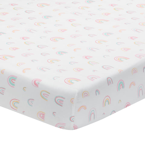 Watercolor Pastel Rainbow Cotton Fitted Crib Sheet by Lambs & Ivy
