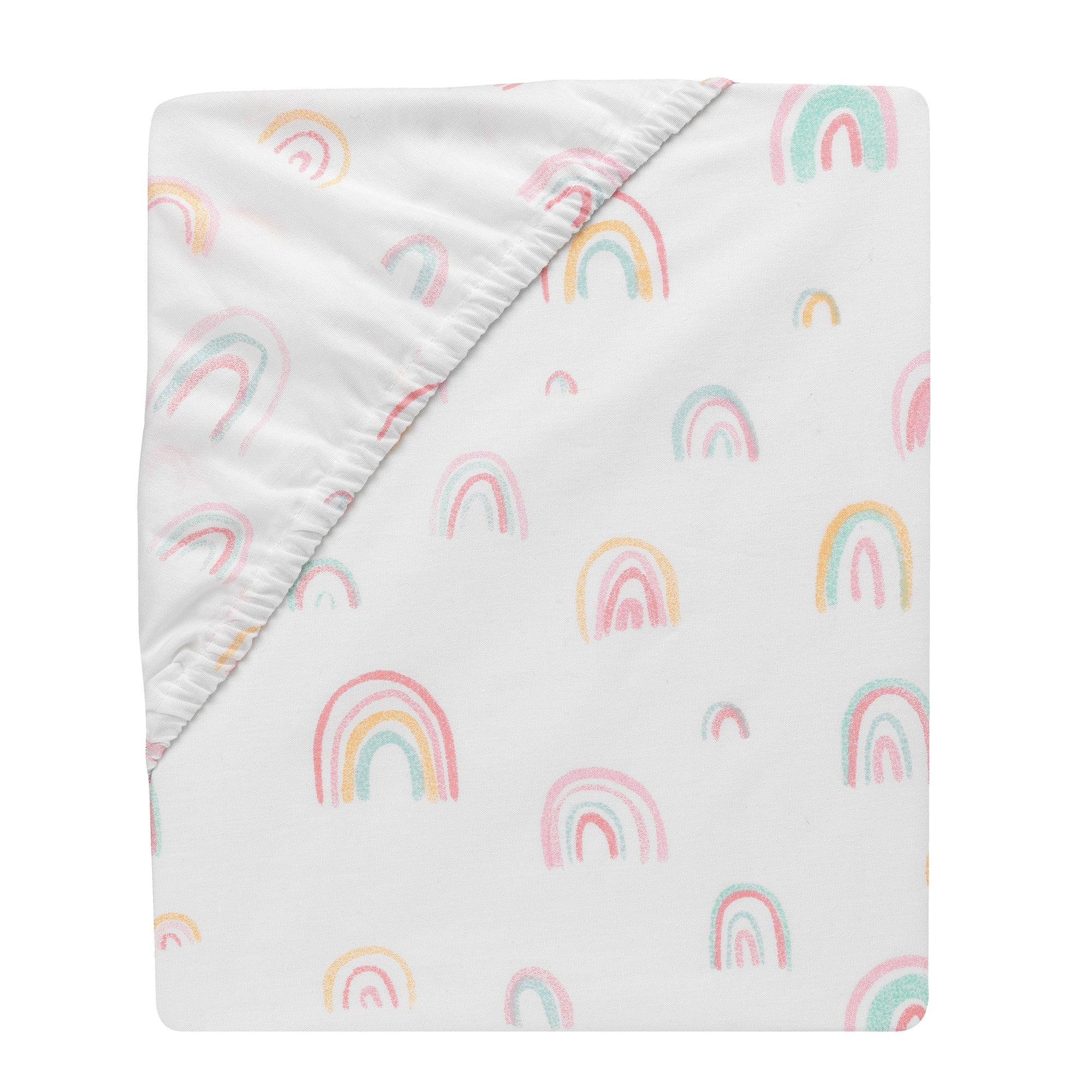 Watercolor Pastel Rainbow Cotton Fitted Crib Sheet by Lambs & Ivy