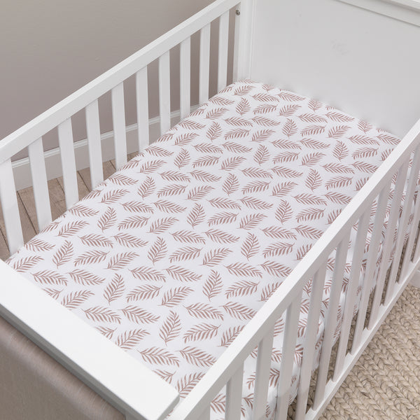 Signature Leaf Print Organic Cotton Fitted Crib Sheet by Lambs & Ivy