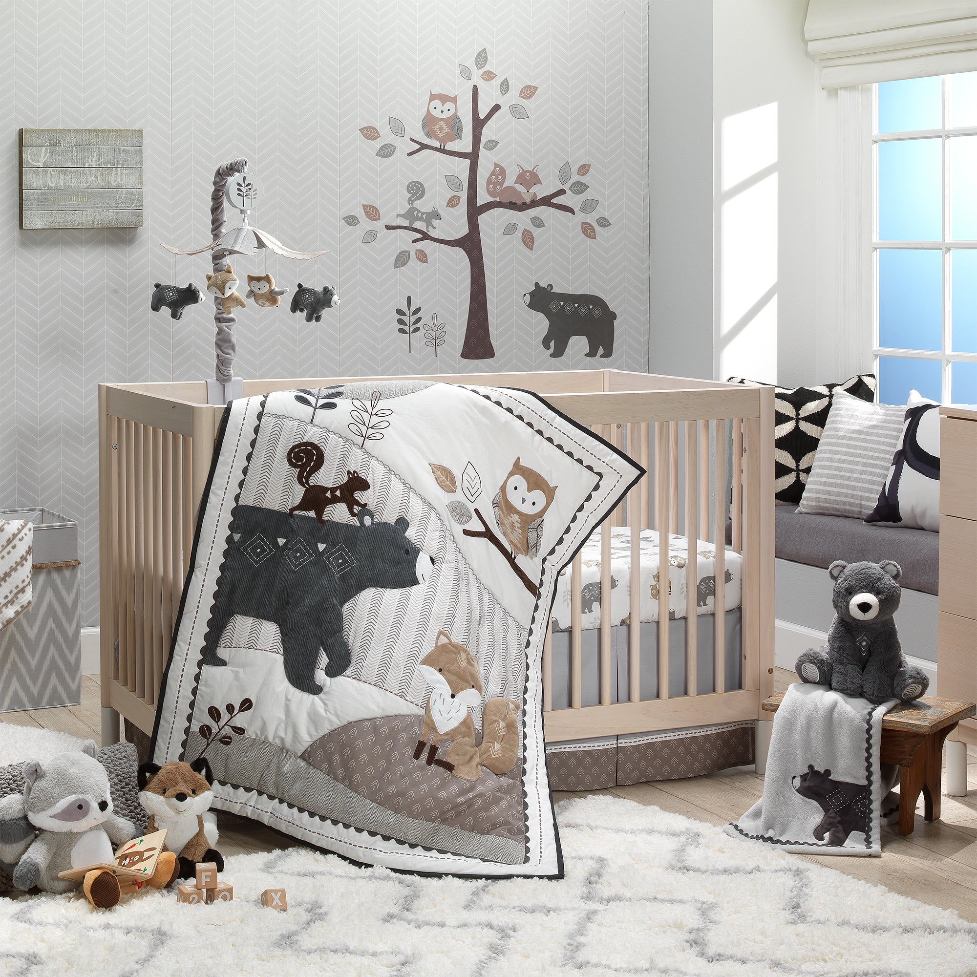 Woodland Forest Cotton Fitted Crib Sheet by Lambs & Ivy