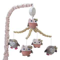 Family Tree Pink/Gray/Tan Owl Musical Baby Crib Mobile – Lambs