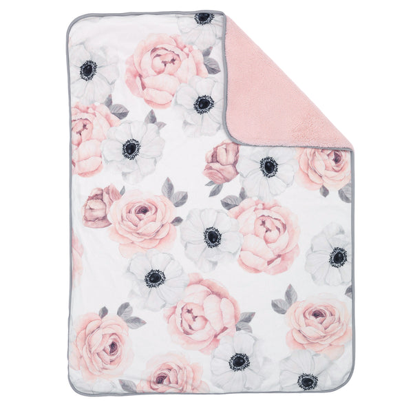 Floral Garden Watercolor Floral Pink Ultra Soft Baby Blanket – Lambs & Ivy