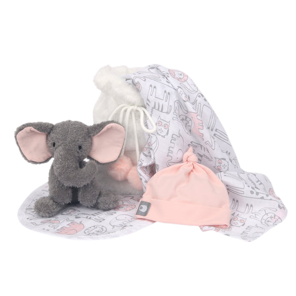 5 Piece Pink/Gray Baby Gift Set by Lambs & Ivy