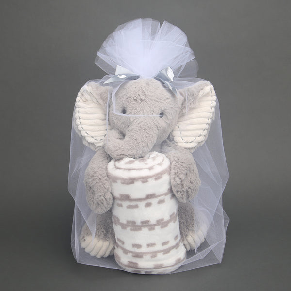 Blanket & Plush Baby Gift Set - Gray Elephant by Lambs & Ivy