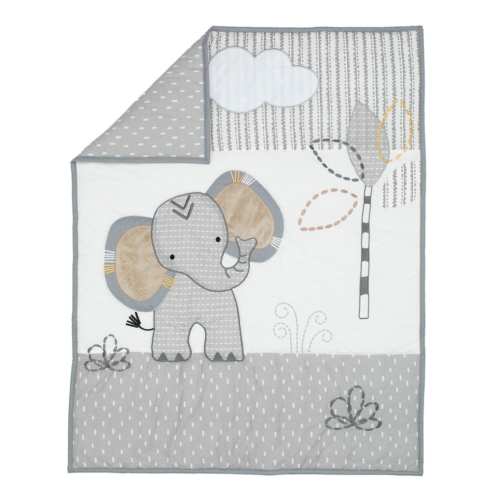 Jungle Safari Elephant 3-Piece Mini Crib Bedding Set - Gray/White – Lambs &  Ivy
