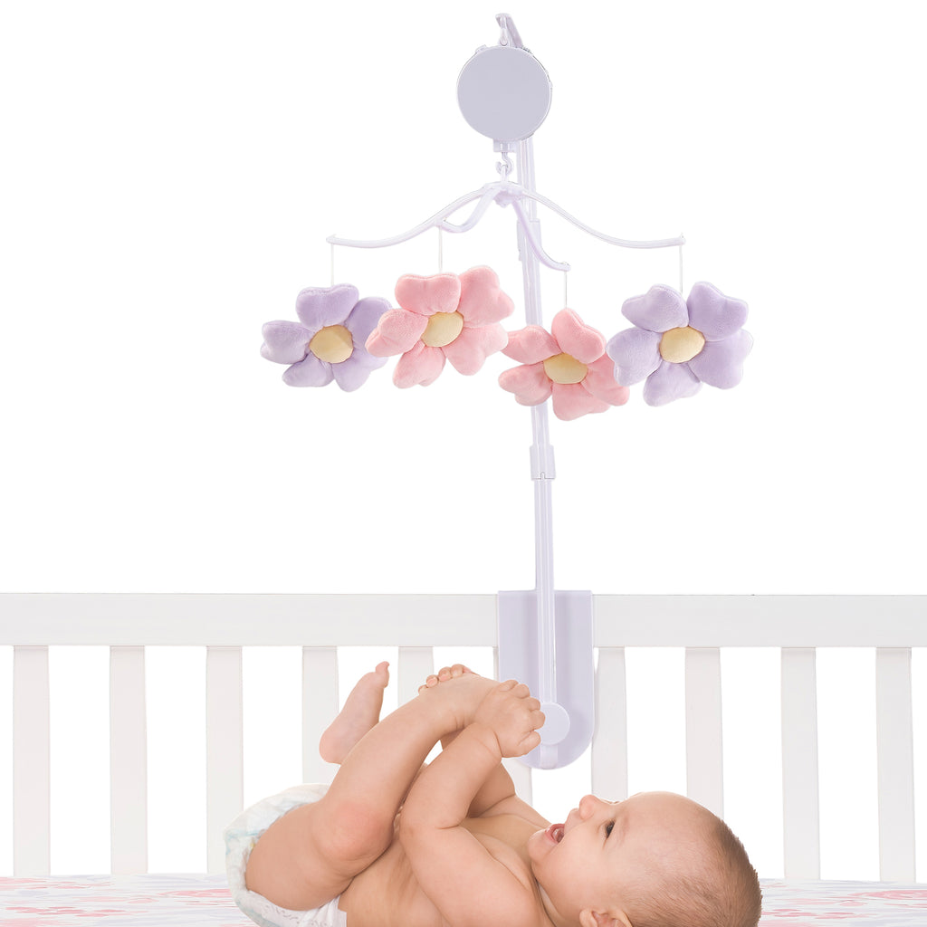 Lavender Floral Musical Baby Crib Mobile Soother Toy – Lambs & Ivy