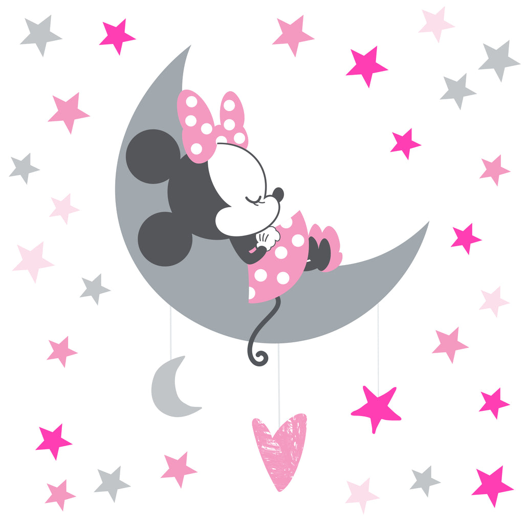Disney Baby Minnie Mouse Pink/Gray Celestial Wall Decals – Lambs & Ivy