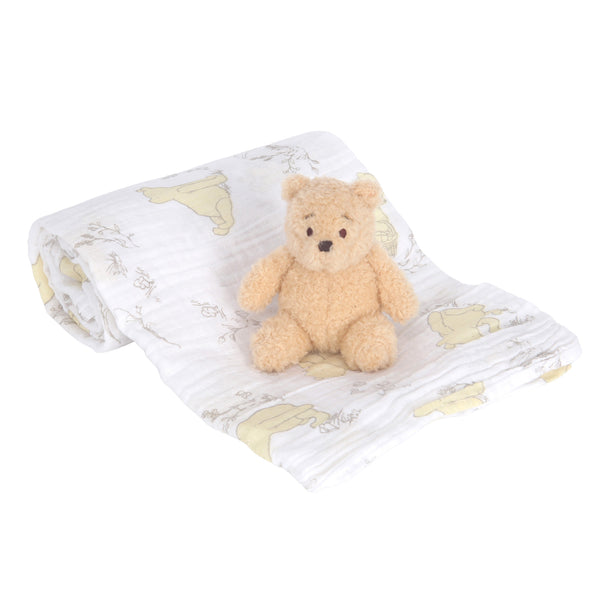 Winnie the Pooh Swaddle Blanket & Plush Gift Set by Lambs & Ivy