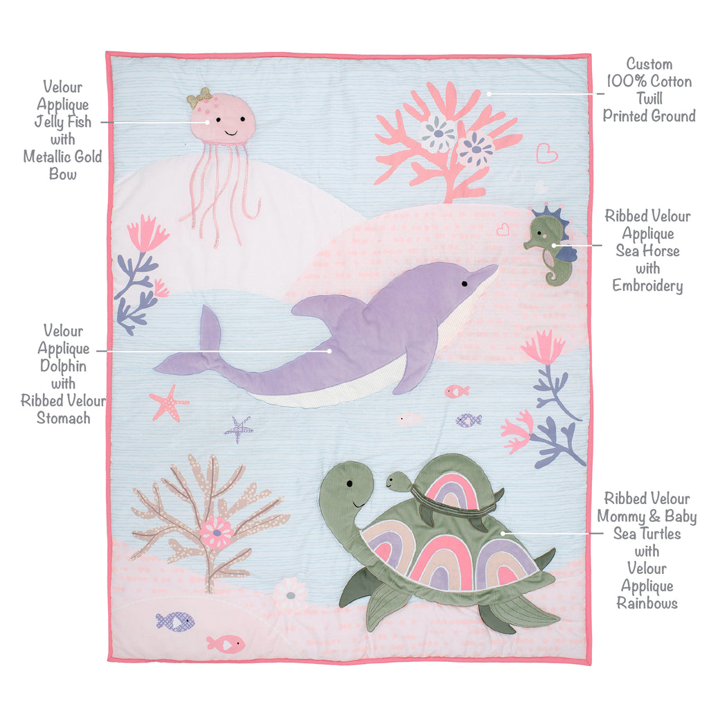 Sea Dreams 3-Piece Dolphin/Turtle Nautical Baby Crib Bedding Set – Lambs &  Ivy
