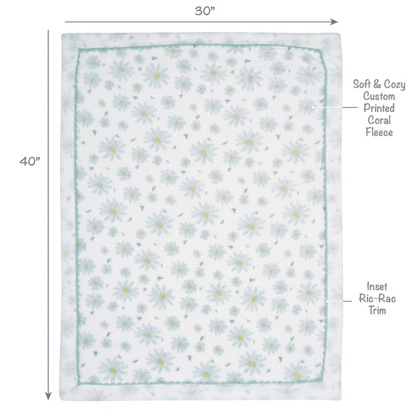 Sweet Daisy White/Blue Floral Soft Luxury Fleece Baby Blanket – Lambs & Ivy
