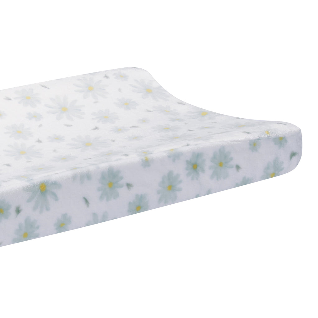 Sweet Daisy White/Blue Flowers Changing Pad Cover – Lambs & Ivy