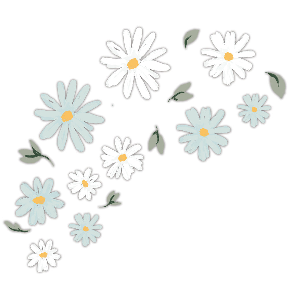 Lambs & Ivy Sweet Daisy Blue/White Flowers Wall Decals/Stickers