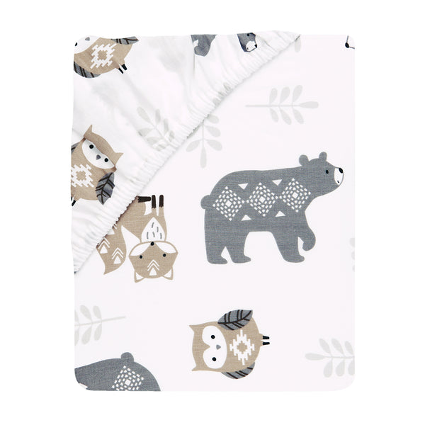 Woodland Forest Cotton Fitted Mini Crib Sheet by Lambs & Ivy
